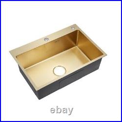 Gold kitchen Sinks Stainless Steel Single Bowl 53x43cm Vegetable Washing Basin