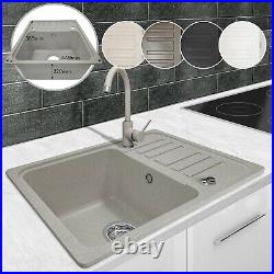 Granite Kitchen Sink Reversible Drainer Single Bowl Under & Top Mounting