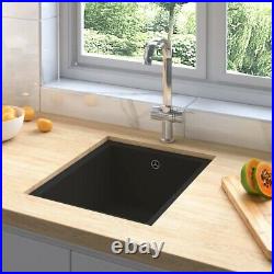 Granite Kitchen Sink Single Basin 1 Deep Bowl Black Undermount Strainer Basket