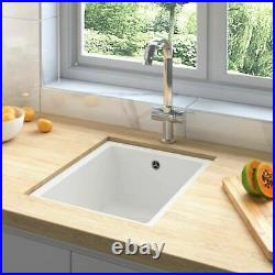 Granite Kitchen Sink Single Basin 1 Deep Bowl White Undermount Strainer Basket