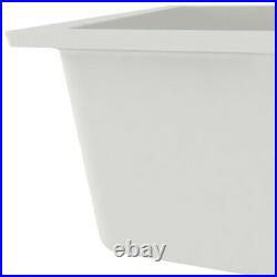 Granite Kitchen Sink Single Basin 1 Deep White Bowl Undermount Strainer Basket