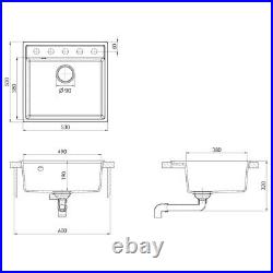 Granite Kitchen Sink Single Basin 1 Large Bowl Beige Undermount Strainer Basket
