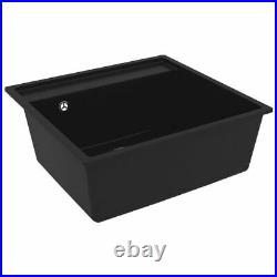 Granite Kitchen Sink Single Basin 1 Large Bowl Black Undermount Strainer Basket