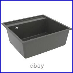 Granite Kitchen Sink Single Basin 1 Large Bowl Grey Undermount Strainer Basket