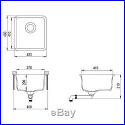 Granite Kitchen Sink Single Basin Bowl Undermount Basket Strainer Kit Black/Grey