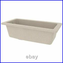 Granite Kitchen Sink Single Basin Narrow Bowl Beige Undermount Strainer Basket