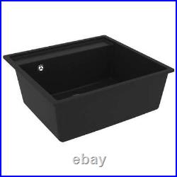 Granite Kitchen Sink Single Bowl Overflow Hole -Black- With A Basket Strainer