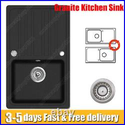 Granite Single Bowl Kitchen Sink -Black- with Reversible Drainer-Undermount