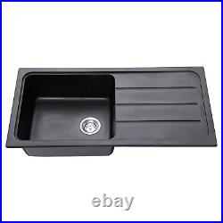 Granite Single Bowl Reversible Black Kitchen Sink With Basket Waste Kit