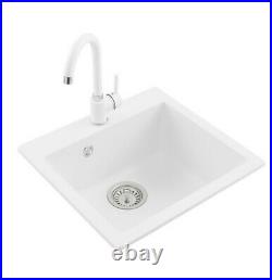 Granite composite kitchen sink single bowl and waste kit 485mm x 450mm 1.0