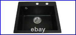 Granite composite kitchen sink single bowl and waste kit 485mm x 450mm 1.0