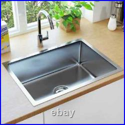 Handmade Kitchen Sink Single Bowl Basin Waste with Strainer Stainless Steel 59cm