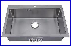Handmade Single 1.0 Bowl Satin Stainless Steel Inset Kitchen Sink (DS028-1)