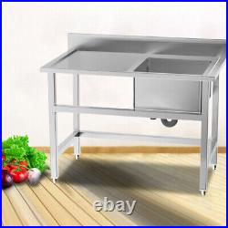 Indoor Outdoor Laundry Tub Free Stand Stainless Steel Kitchen Sink Single Bowl