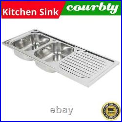 Inset Kitchen Sink Single Bowl Stainless Steel Reversible Drainer Undermount