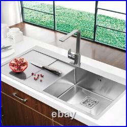 Inset Kitchen Sink Single/Double Bowl Stainless Steel Drainer Plumbing+Waste Kit