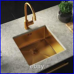 Inset / Undermount Gold Coloured Kitchen Sink, 1.0 Bowl 1.5mm Steel SIA UM10GO