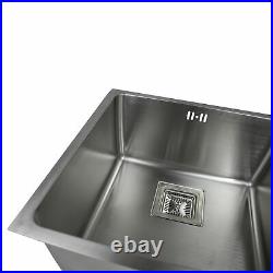 Inset or Undermount Deep Square Kitchen Sink Stainless Steel Single Bowl 3 Sizes