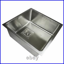 Inset or Undermount Deep Square Kitchen Sink Stainless Steel Single Bowl 3 Sizes
