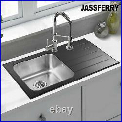 JASS FERRY New Stainless Steel Kitchen Sink Single Bowl Reversible Drainer Pipes 