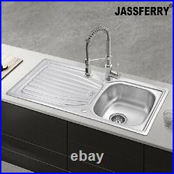 JASS FERRY New Stainless Steel Kitchen Sink 1 Bowl Reversible Drainer 980x510 mm 