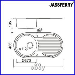 JASSFERRY New Stainless Steel Kitchen Sink Round Single Bowl Reversible Drainer