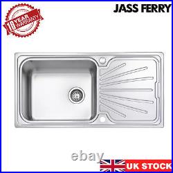 JASSFERRY Stainless Steel Kitchen Sink Reversible Drainer & Single Large Bowl