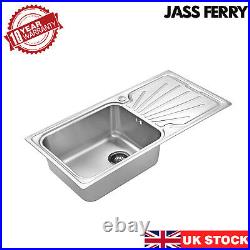 JASSFERRY Stainless Steel Kitchen Sink Reversible Drainer & Single Large Bowl