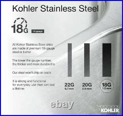 KOHLER Vault Dual Mount Stainless Steel 33 in. 4-Hole Single Bowl Kitchen Sink