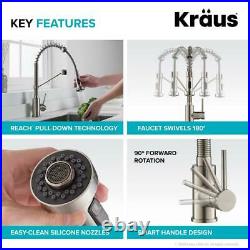 KRAUS Single Bowl Kitchen Sink Pull Down Faucet Stainless Steel Rectangular