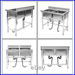 Kitchen Catering Commercial Sink Stainless Steel Single Double Bowl Drainer Unit