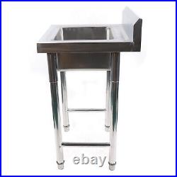 Kitchen Commercial Freestanding Compartment Sink Rectangular Single Bowl Silver
