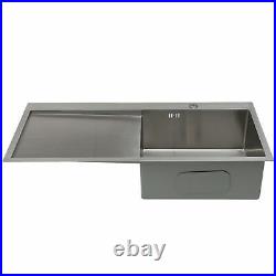 Kitchen Sink Basin Single Bowl LH Drainer RH Basin Steel Inset Basket FREE Waste