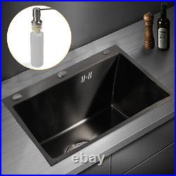 Kitchen Sink Built-in Single Bowl Sink with Pipe & Soap Dispenser Stainless Steel