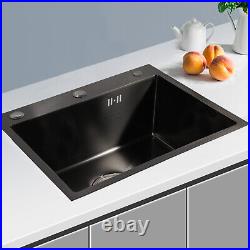 Kitchen Sink Built-in Single Bowl Sink with Pipe & Soap Dispenser Stainless Steel