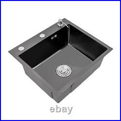 Kitchen Sink Built-in Single Bowl Sink withPipe & Soap Dispenser Stainless Steel