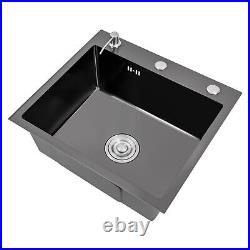 Kitchen Sink Built-in Single Bowl Sink withPipe & Soap Dispenser Stainless Steel