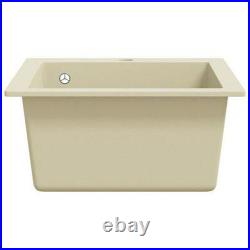 Kitchen Sink Single Basin Granite Bowl Overmount Basket Strainer Waste Kit Deep