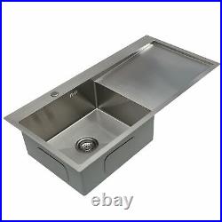 Kitchen Sink Single Bowl LH/RH Drainer Stainless Steel Inset Basket Waste