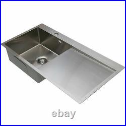 Kitchen Sink Single Bowl LH/RH Drainer Stainless Steel Inset Basket Waste