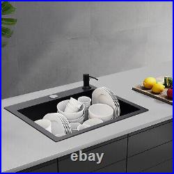 Kitchen Sink Undermount Drop-in Single Bowl Sink Stainless Steel Black 4045cm