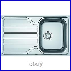 Kitchen Sink With Drainer Stainless Steel Single Bowl Franke Flash 840 x 480mm