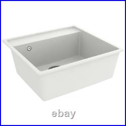 Kitchen Sink with Overflow Hole White Granite Single Bowl Waste Kit