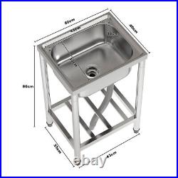Kitchen Stainless Steel Sink Commercial Catering Single Bowl Drainer Market Unit