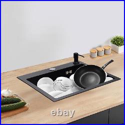 Kitchen Stainless Steel Sink Single Bowl Inset Basket Drainer Soap Dispenser New