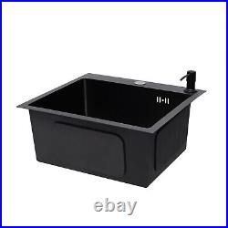 Kitchen Stainless Steel Sink Single Bowl Inset Basket Drainer Soap Dispenser New