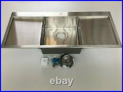 Kitchen modern inset sink, Single bowl with double drainer, L1200 x w510