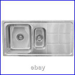 Knightsbridge Modern 1.5 Bowl Kitchen Sink Single Tap Hole Right Hand Drainer UK