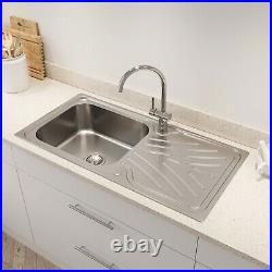1000 x 500mm Stainless Steel Kitchen Undermount Sink Single Bowl with Drainer UK 