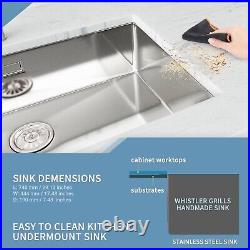 LONHEO Black Kitchen Sink 740x440x200mm Stainless Steel Single Bowl undermount